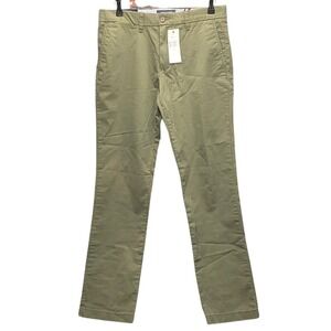 Tommy Hilfiger Men's 32x32 Slim Fit Chino Pants Green Stretch Khaki Casual NWT